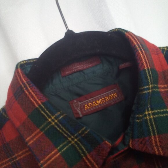 Adams Row Button Up Shirt M Long Sleeve Wool Blend Plaid Red Green - Picture 6 of 16